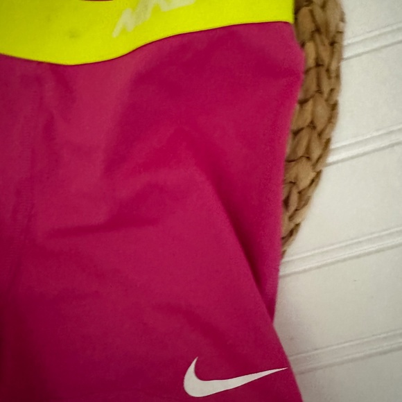 Nike Pro Pink and Yellow Athletic Shorts - Picture 3 of 4